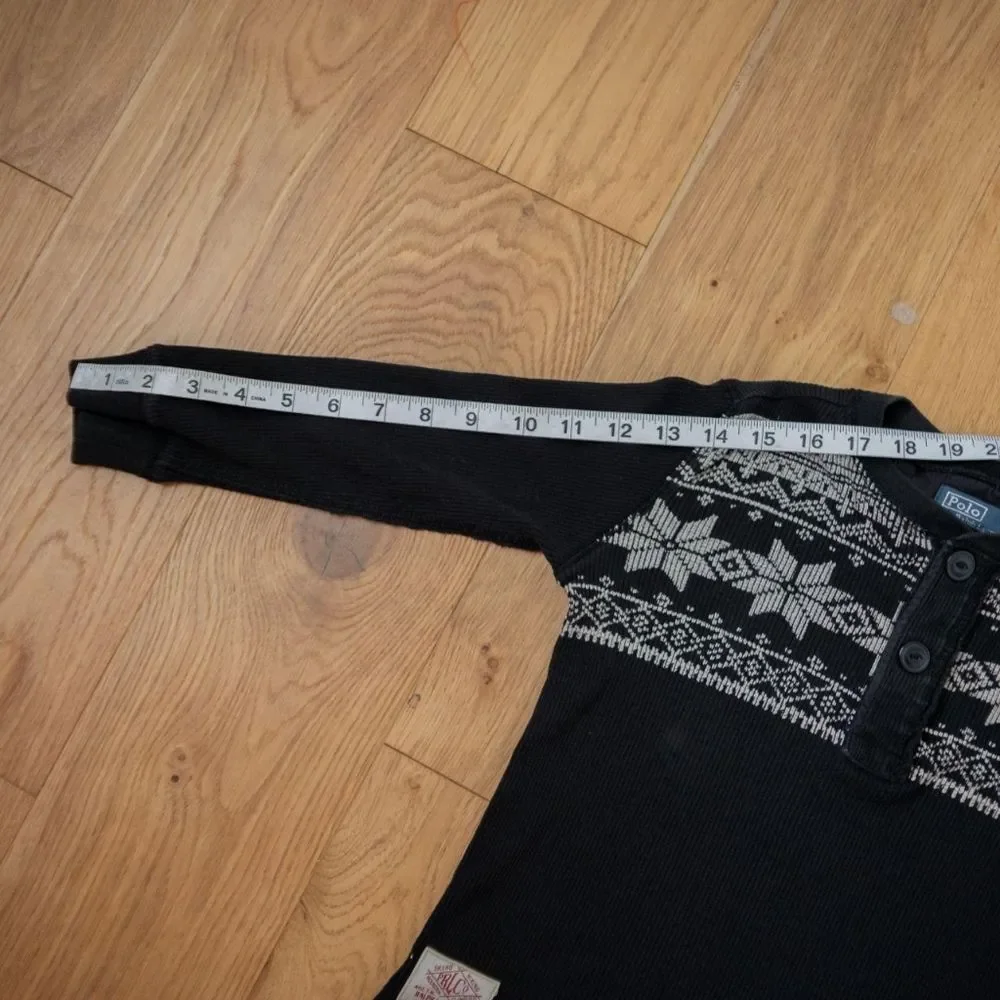 Classic Kids Ralph Lauren Winter Black White Snowflake Pattern Henley